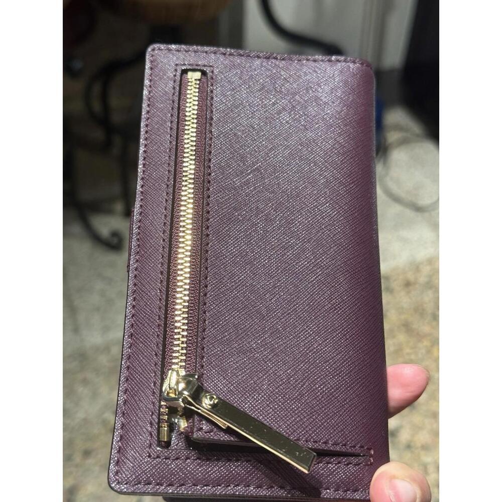 Kate Spade New York Slim Bifold Plum Purple Wallet - Picture 3 of 6